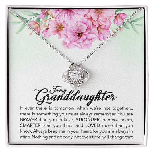 To My Granddaughter, Always Keep Me In Your Heart, Love Knot Necklace, Gift from Grandma/ Grandpa