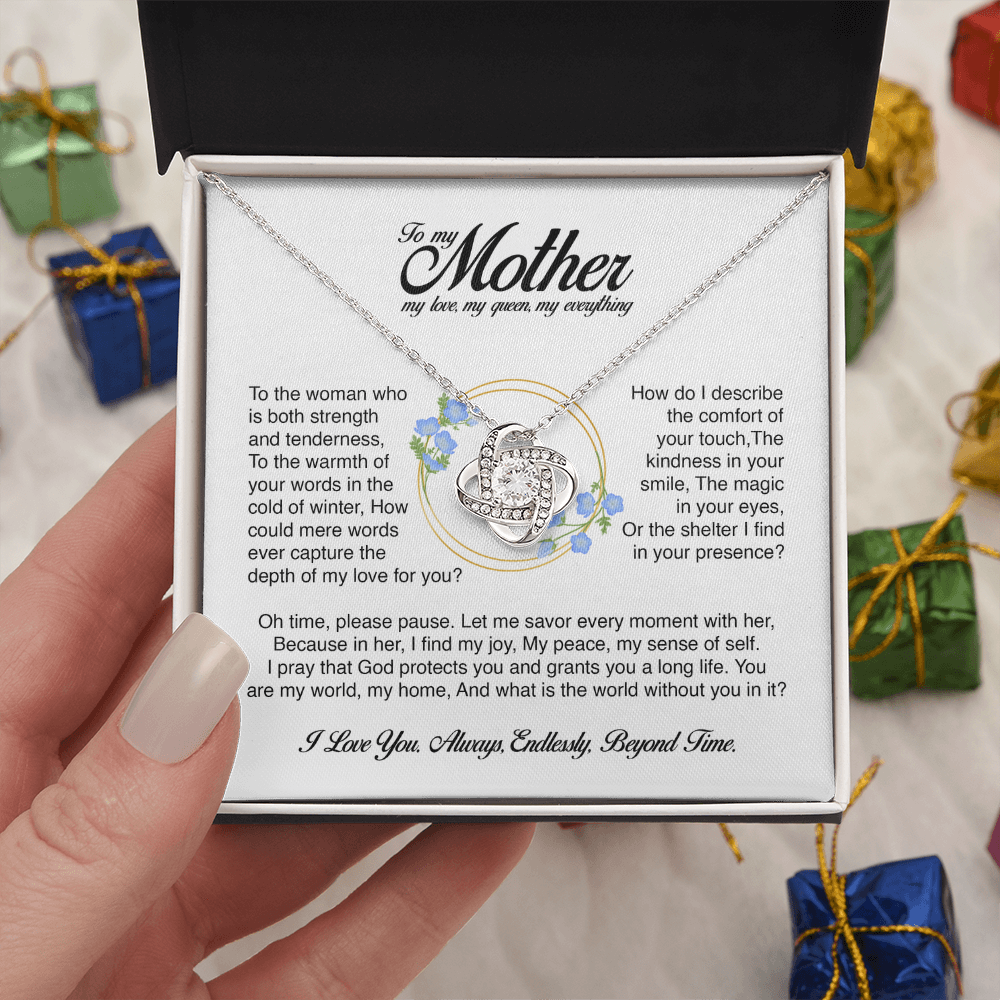 To My Mother, You Are My World, Love Knot Necklace, Gift from Son or Daughter
