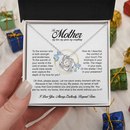 To My Mother, You Are My World, Love Knot Necklace, Gift from Son or Daughter
