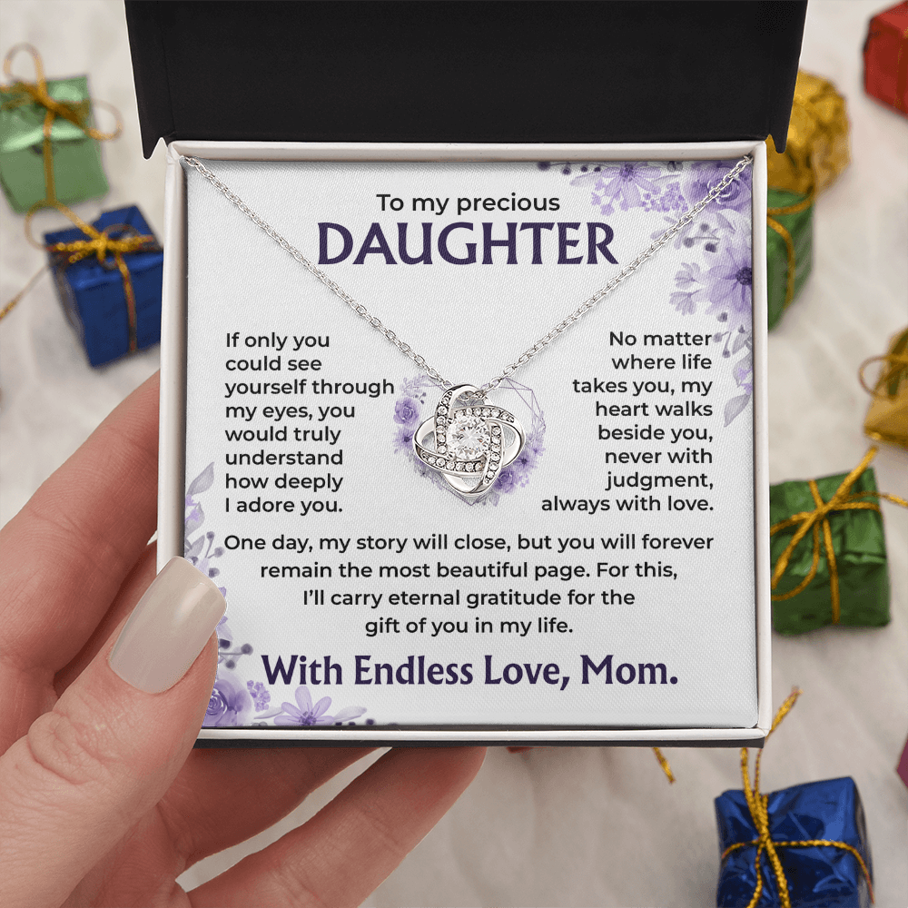 To My Precious Daughter – My Heart Walks Beside You, Always With Love, Necklace, Gift from Mom