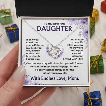To My Precious Daughter – My Heart Walks Beside You, Always With Love, Necklace, Gift from Mom