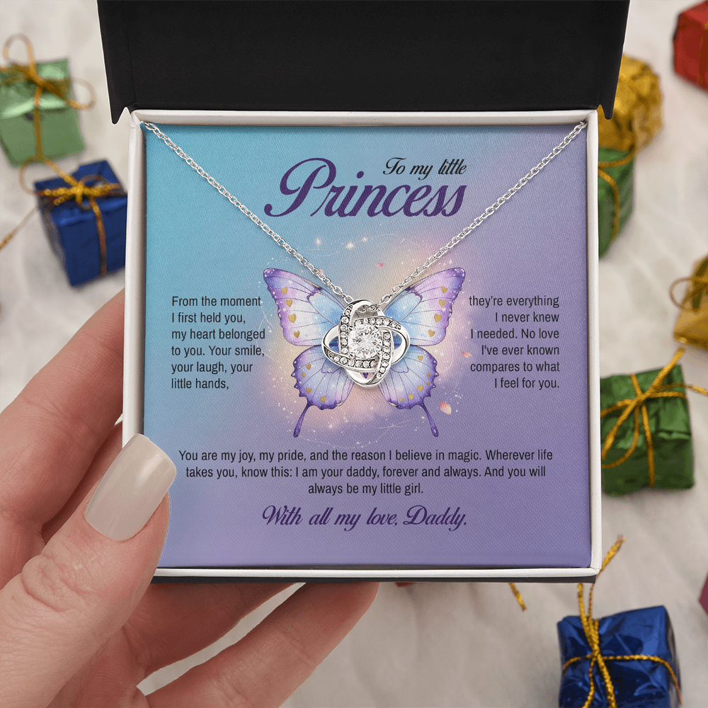 To My Little Princess, You will always be my little girl, Love Knot Necklace, Gift from Dad