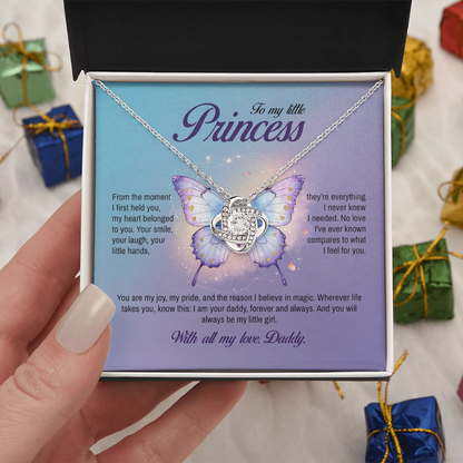 To My Little Princess, You will always be my little girl, Love Knot Necklace, Gift from Dad