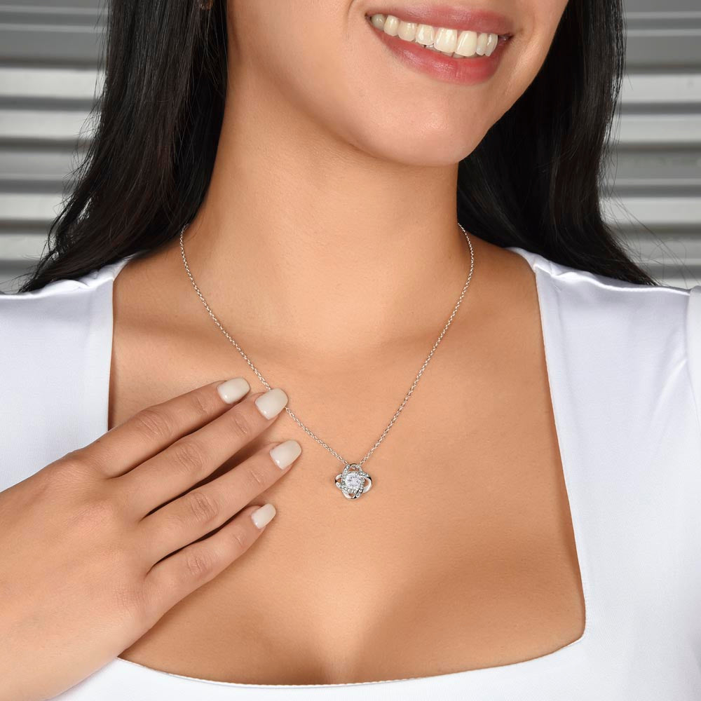 To my Mom, You gave me roots to grow and wings to fly, Love Knot Necklace, Gift from Daughter/Son