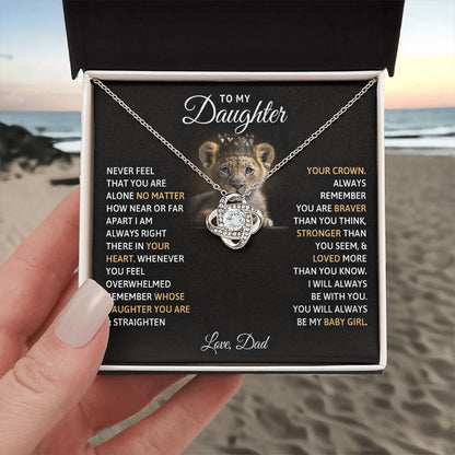 To My Daughter, You Will Always Be My Baby Girls, Love Knot Necklace