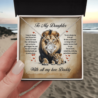 To My Daughter, You'll Always Be My Little Girl, Love Knot Necklace, Gift from Dad