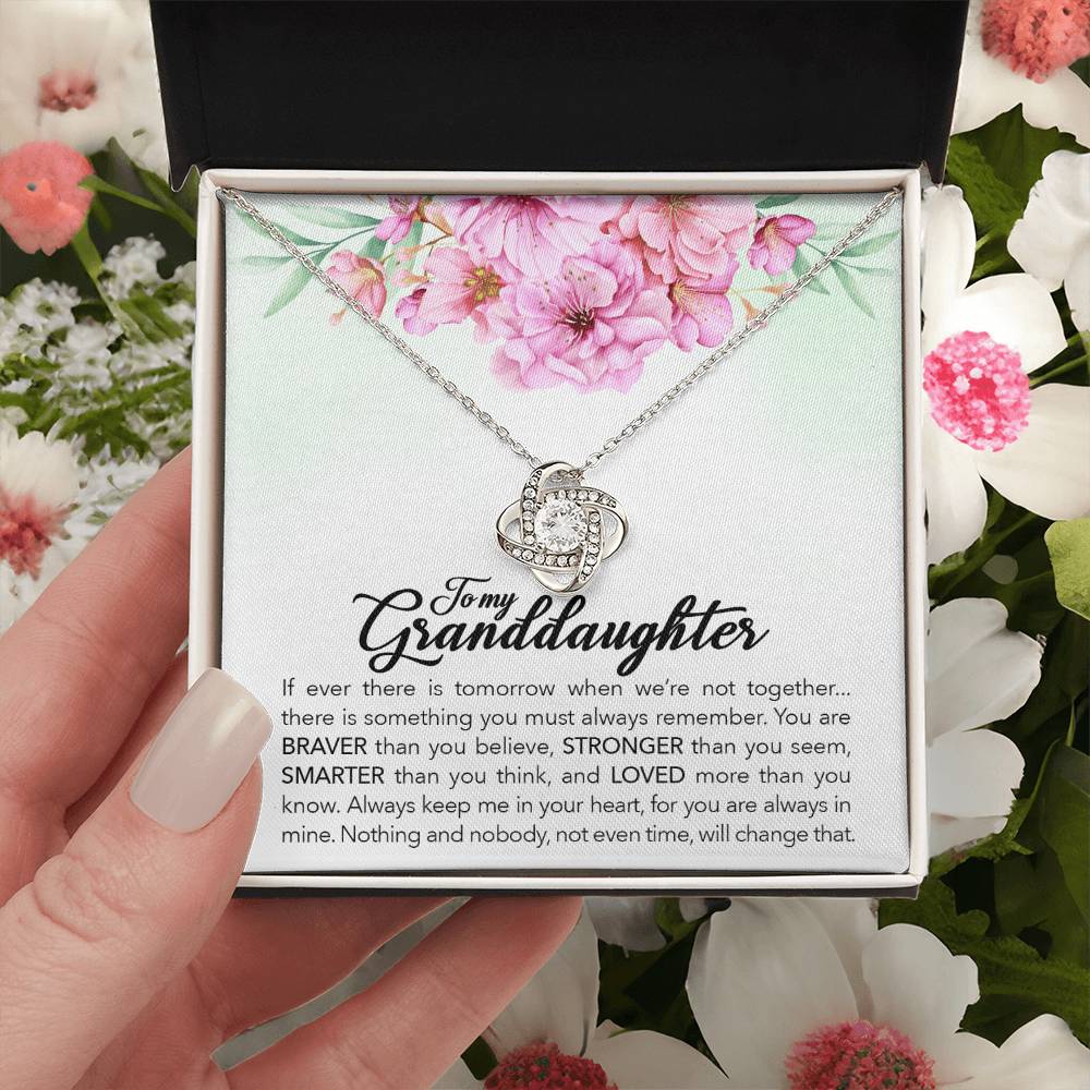 To My Granddaughter, Always Keep Me In Your Heart, Love Knot Necklace, Gift from Grandma/ Grandpa
