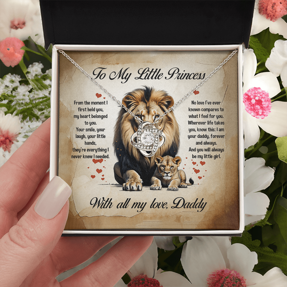 To My Little Princess, You will always be my little girl, Love Knot Necklace, Gift from Dad