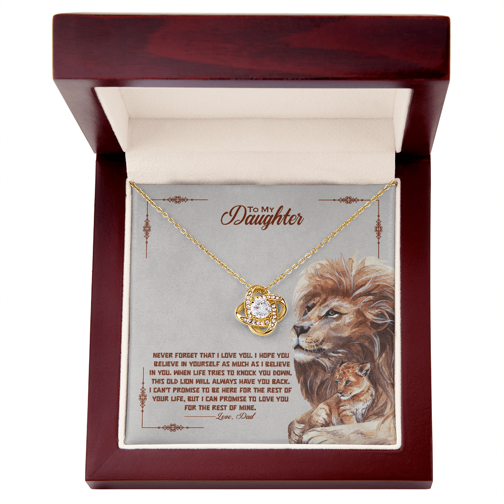 To My Daughter, I Promise To Love You For The Rest Of My Life, Love Knot Necklace, Gift from Dad