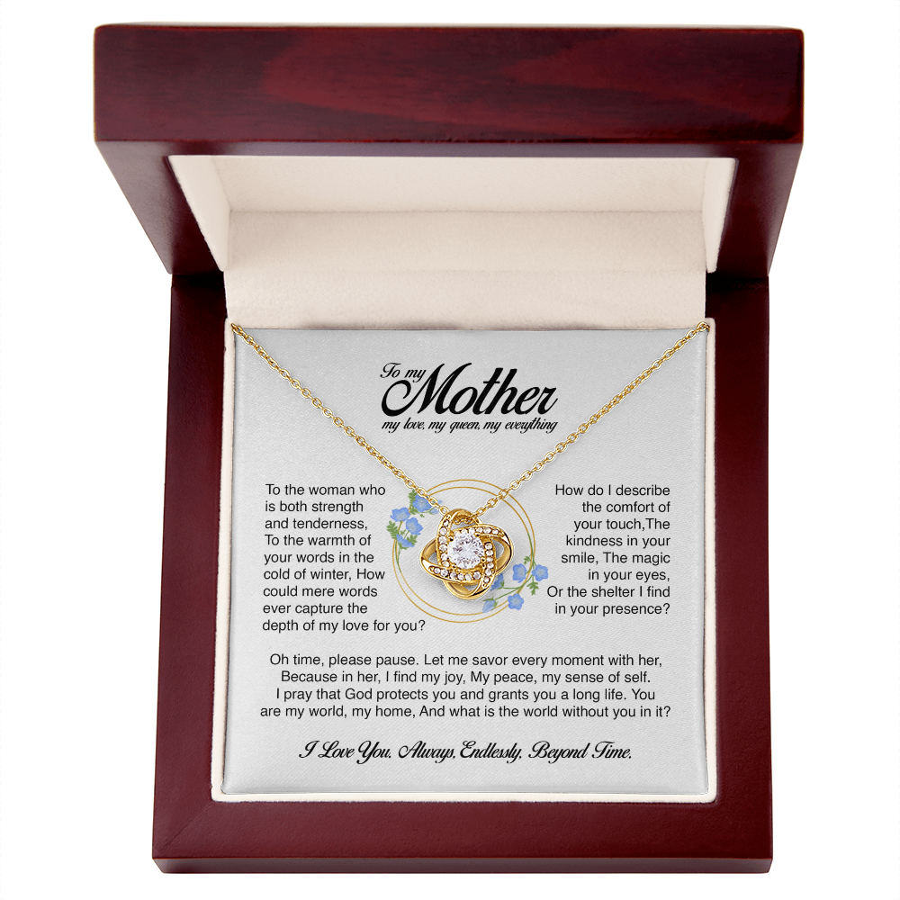 To My Mother, You Are My World, Love Knot Necklace, Gift from Son or Daughter