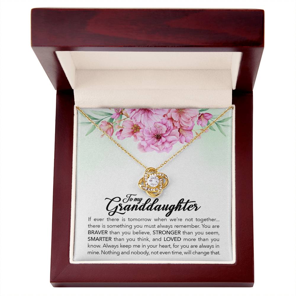 To My Granddaughter, Always Keep Me In Your Heart, Love Knot Necklace, Gift from Grandma/ Grandpa
