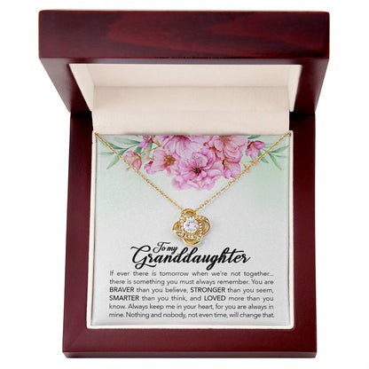 To My Granddaughter, Always Keep Me In Your Heart, Love Knot Necklace, Gift from Grandma/ Grandpa