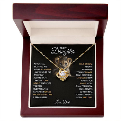 To My Daughter, You Will Always Be My Baby Girls, Love Knot Necklace