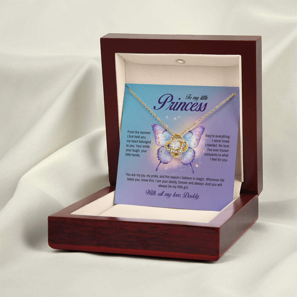 To My Little Princess, You will always be my little girl, Love Knot Necklace, Gift from Dad