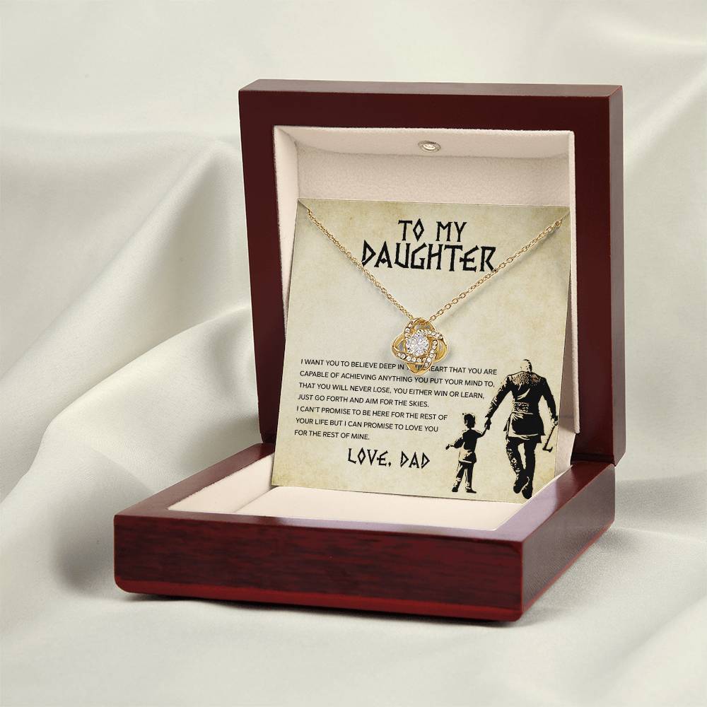 To my Daughter, You will never lose, Love Knot Necklace, Gift from Dad