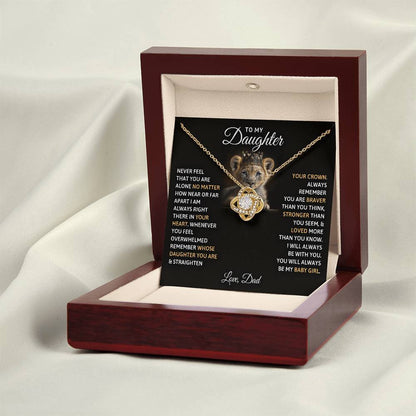 To My Daughter, You Will Always Be My Baby Girls, Love Knot Necklace