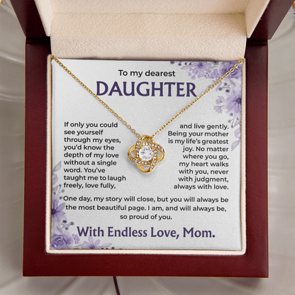 To My Dearest Daughter –My Heart Walks With You, Always With Love, Necklace, Gift from Mom