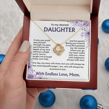 To My Dearest Daughter –My Heart Walks With You, Always With Love, Necklace, Gift from Mom