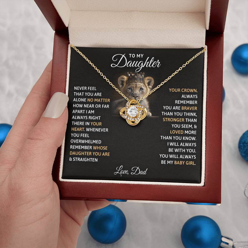 To My Daughter, You Will Always Be My Baby Girls, Love Knot Necklace