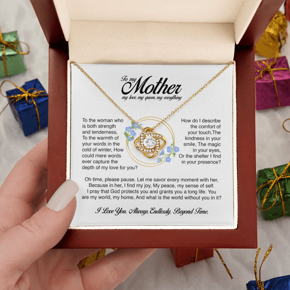 To My Mother, You Are My World, Love Knot Necklace, Gift from Son or Daughter