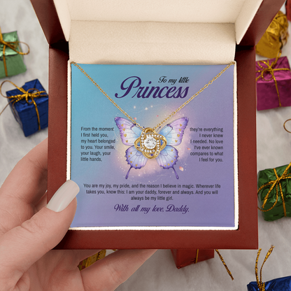 To My Little Princess, You will always be my little girl, Love Knot Necklace, Gift from Dad