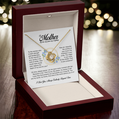 To My Mother, You Are My World, Love Knot Necklace, Gift from Son or Daughter
