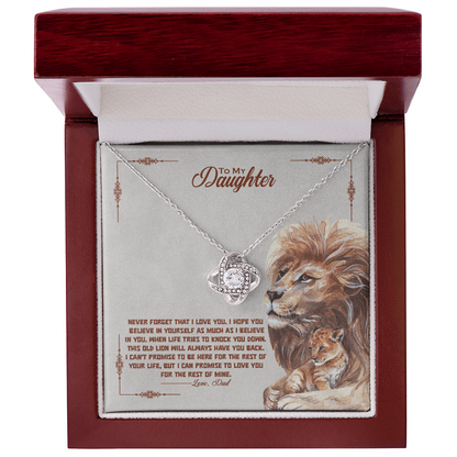 To My Daughter, I Promise To Love You For The Rest Of My Life, Love Knot Necklace, Gift from Dad