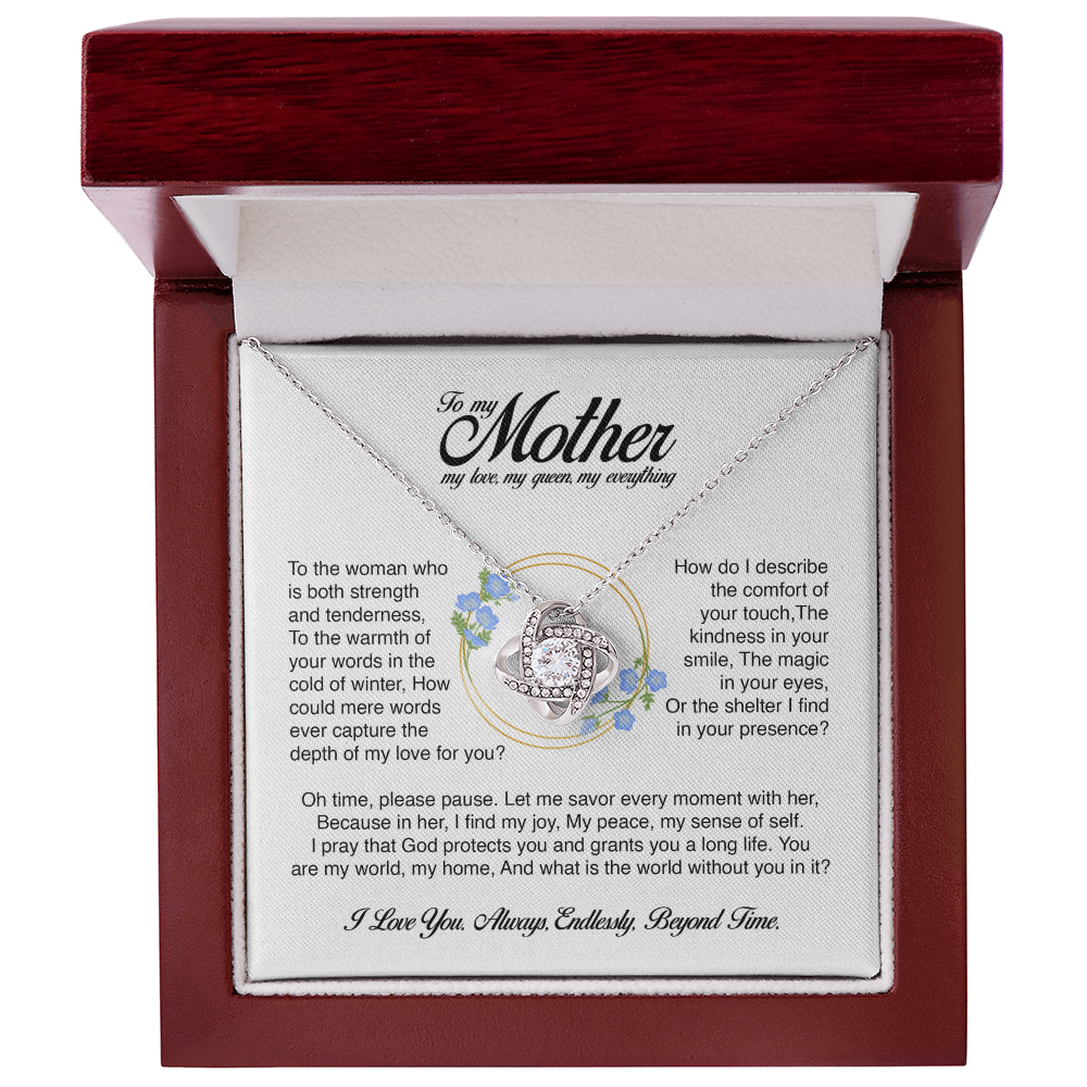 To My Mother, You Are My World, Love Knot Necklace, Gift from Son or Daughter