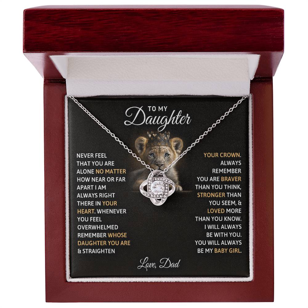 To My Daughter, You Will Always Be My Baby Girls, Love Knot Necklace