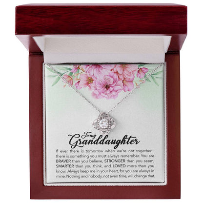 To My Granddaughter, Always Keep Me In Your Heart, Love Knot Necklace, Gift from Grandma/ Grandpa
