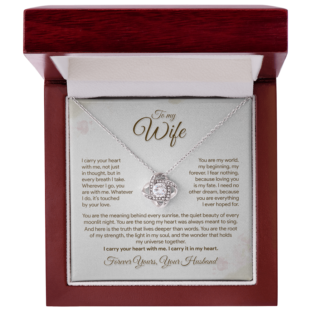 To My Wife, I Carry Your Heart With Me Necklace, Romantic Gift from Husband