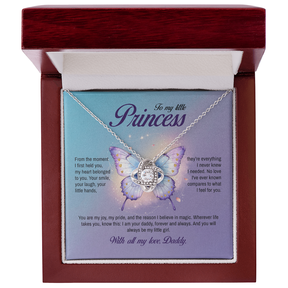 To My Little Princess, You will always be my little girl, Love Knot Necklace, Gift from Dad