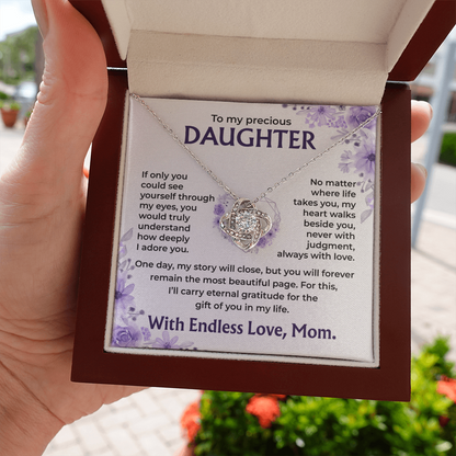 To My Precious Daughter – My Heart Walks Beside You, Always With Love, Necklace, Gift from Mom