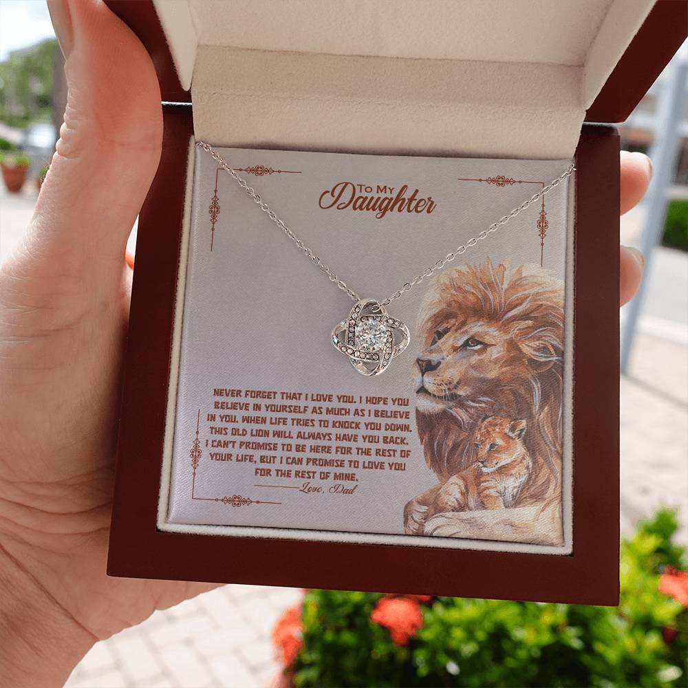 To My Daughter, I Promise To Love You For The Rest Of My Life, Love Knot Necklace, Gift from Dad