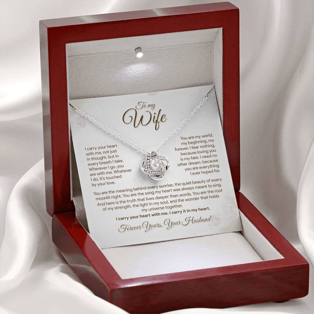 To My Wife, I Carry Your Heart With Me Necklace, Romantic Gift from Husband