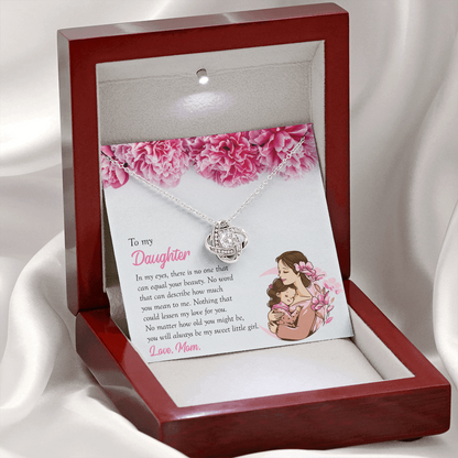 To My Daughter, You're My Sweet Little Girl, Love Knot Necklace from Mom