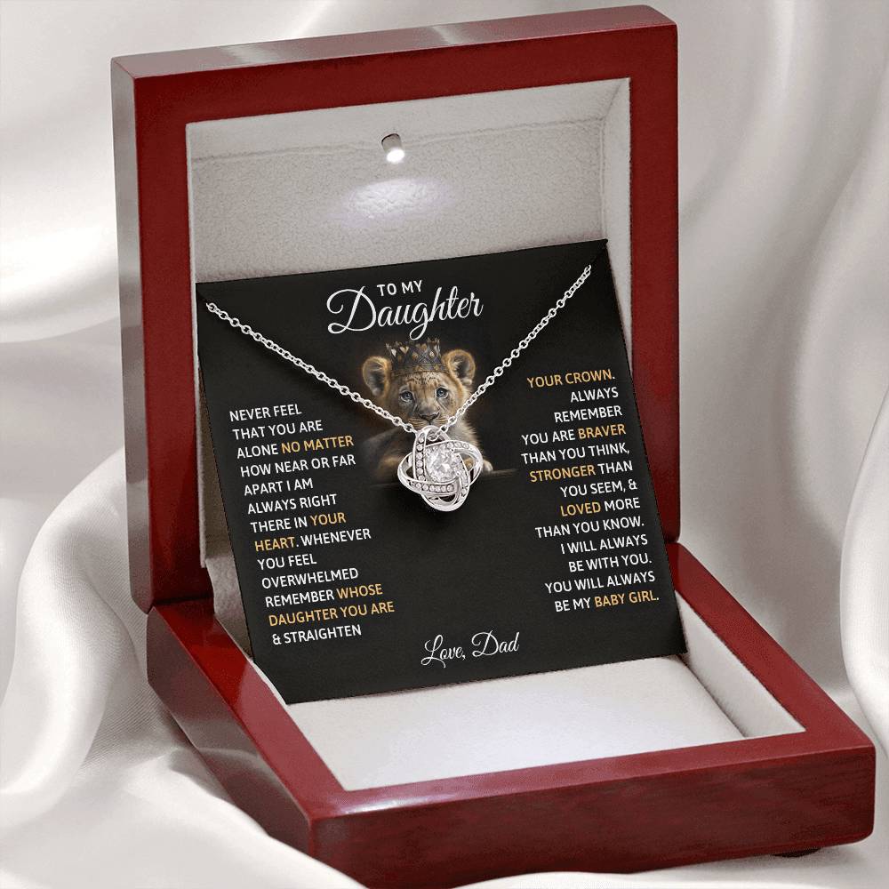 To My Daughter, You Will Always Be My Baby Girls, Love Knot Necklace
