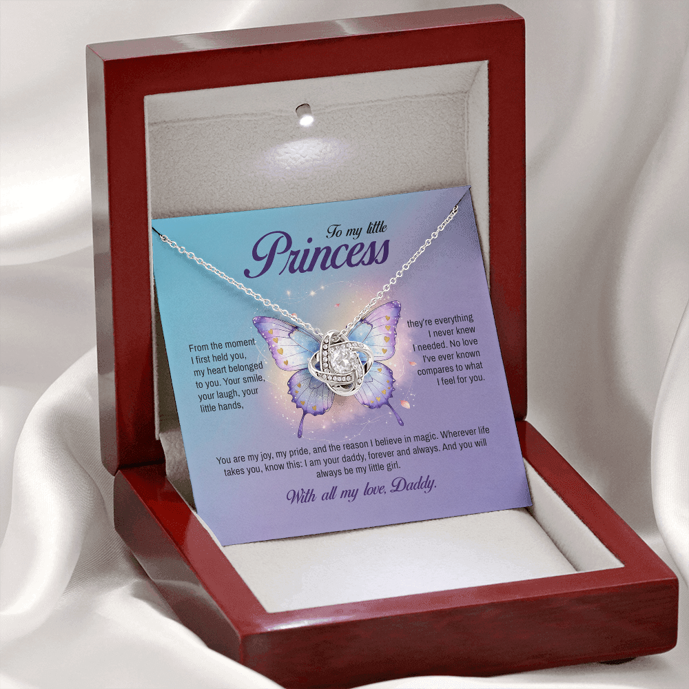 To My Little Princess, You will always be my little girl, Love Knot Necklace, Gift from Dad