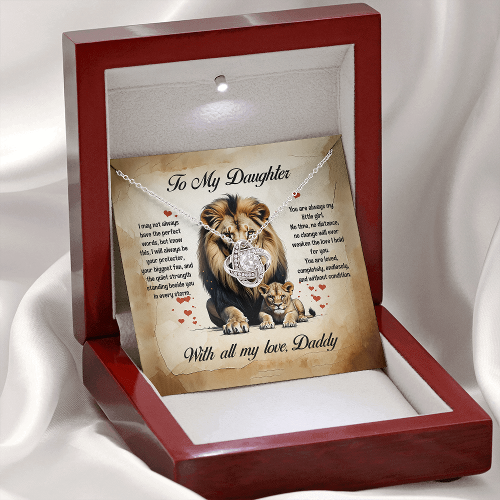 To My Daughter, You'll Always Be My Little Girl, Love Knot Necklace, Gift from Dad