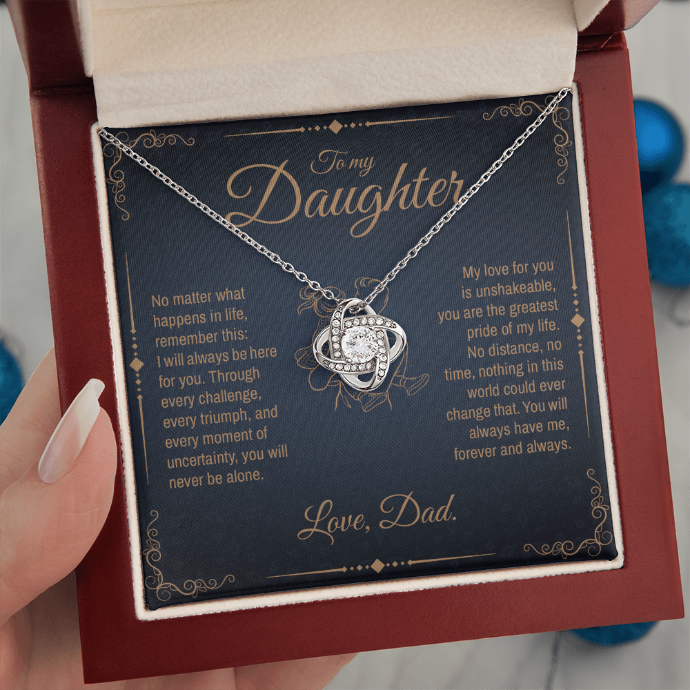 To My Daughter, You Will Always Be My Little Girl, Love Knot Necklace from Dad