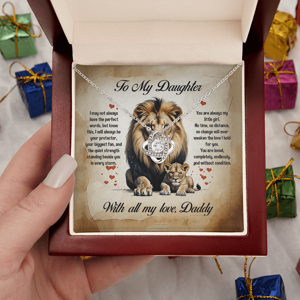 To My Daughter, You'll Always Be My Little Girl, Love Knot Necklace, Gift from Dad