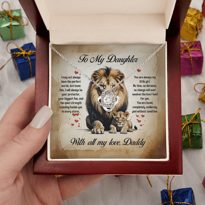 To My Daughter, You'll Always Be My Little Girl, Love Knot Necklace, Gift from Dad