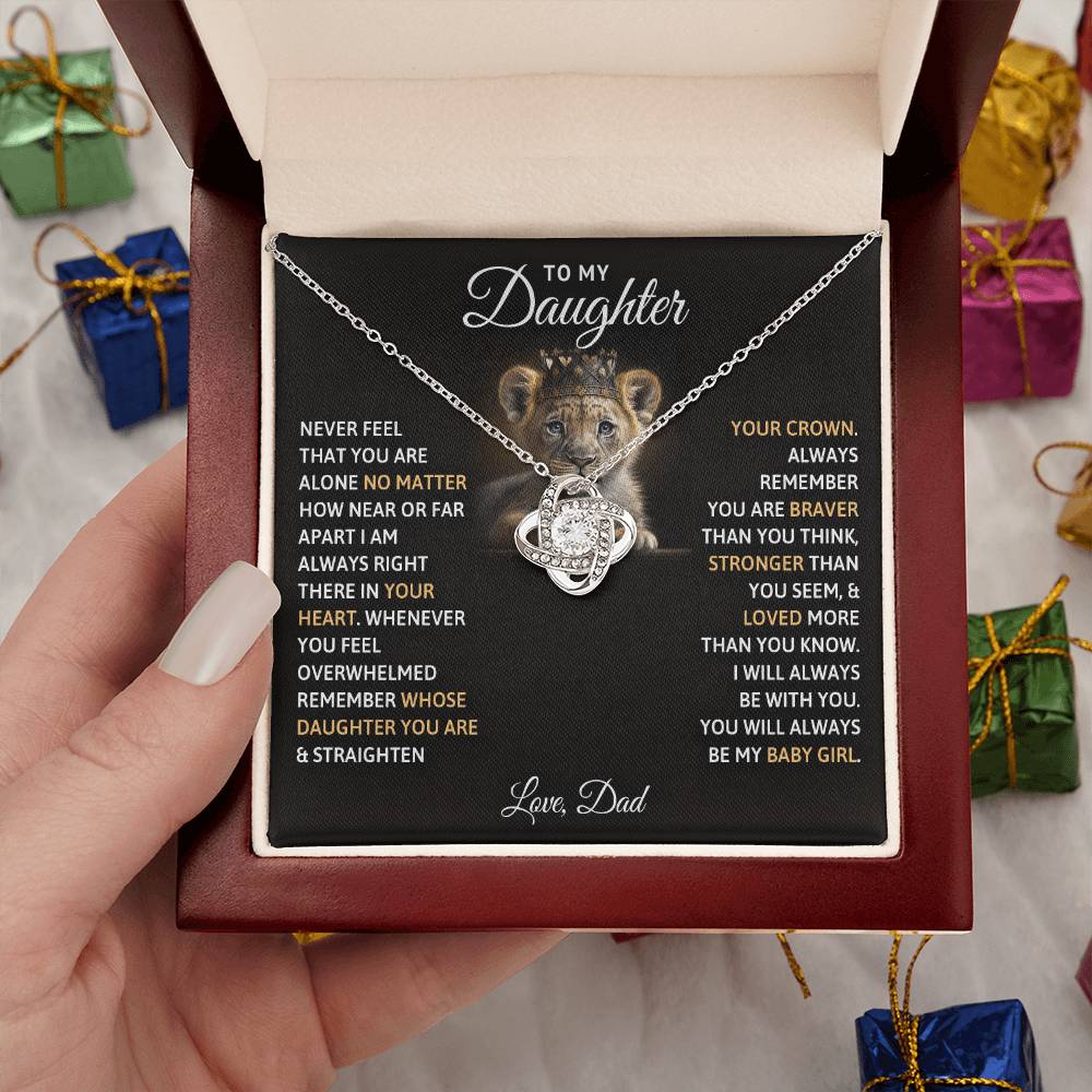 To My Daughter, You Will Always Be My Baby Girls, Love Knot Necklace