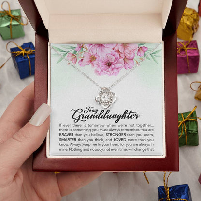 To My Granddaughter, Always Keep Me In Your Heart, Love Knot Necklace, Gift from Grandma/ Grandpa
