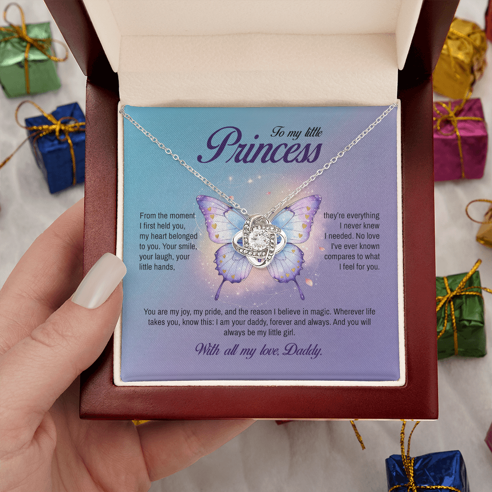 To My Little Princess, You will always be my little girl, Love Knot Necklace, Gift from Dad
