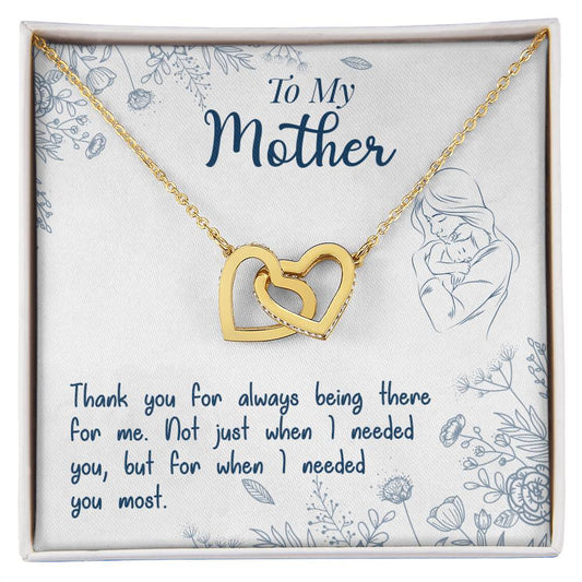 To My Mother, Thank You For Always Being There, Interlocking Hearts Necklace, Gift from Daughter