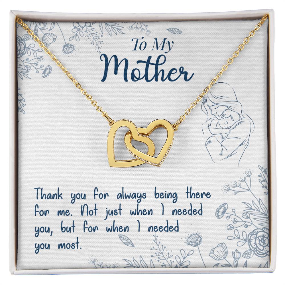 To My Mother, Thank You For Always Being There, Interlocking Hearts Necklace, Gift from Daughter