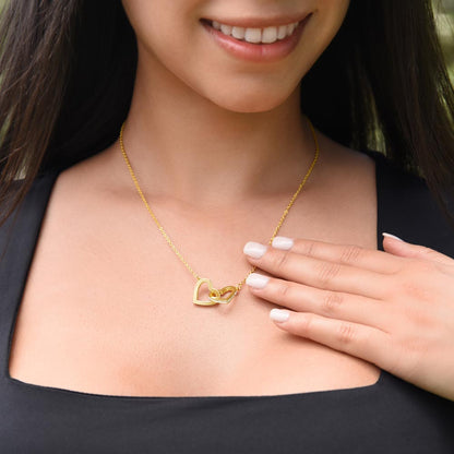 To My Mom, To Me You Are the World, Interlocking Hearts Necklace, Gift from Daughter