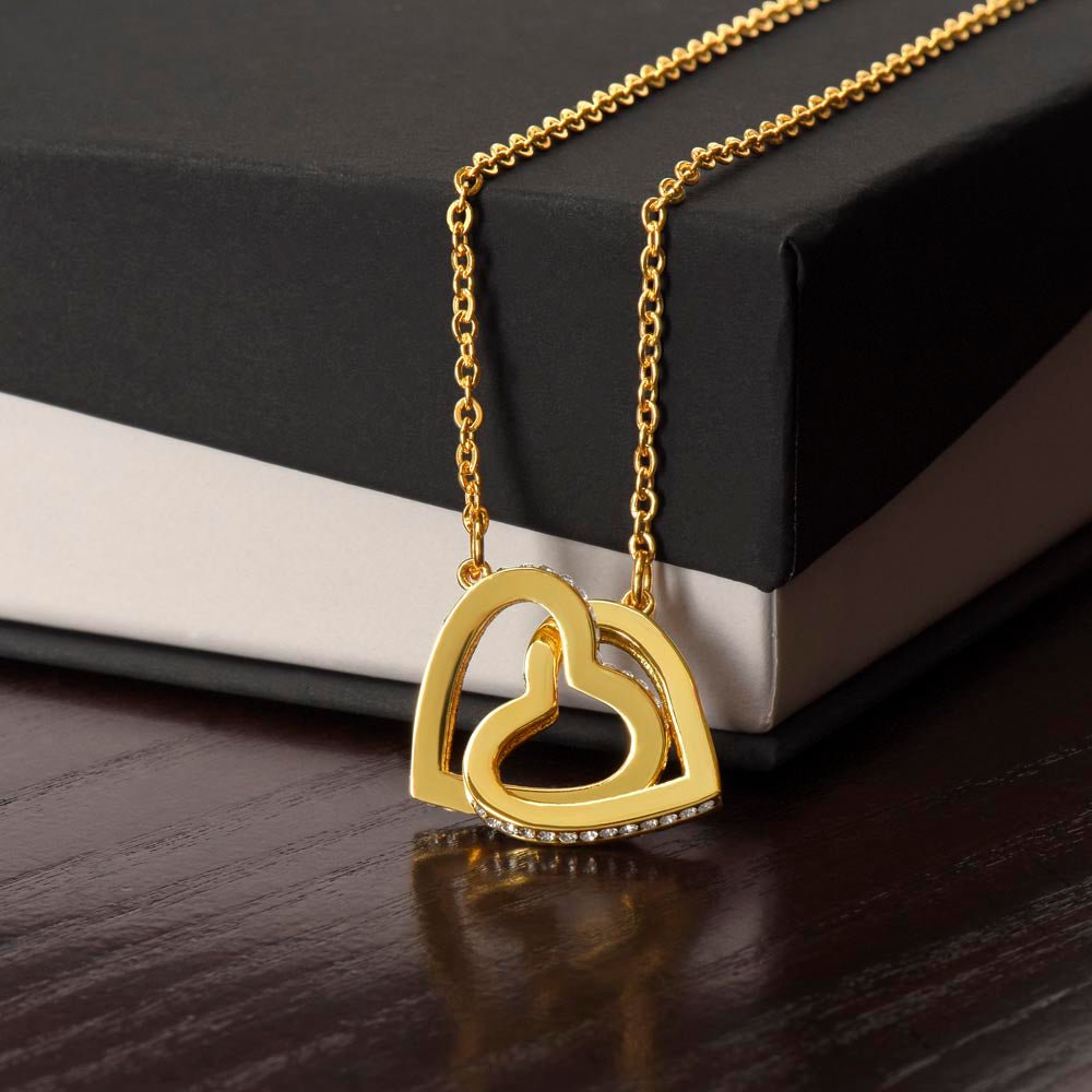 To My Mom, To Me You Are the World, Interlocking Hearts Necklace, Gift from Daughter
