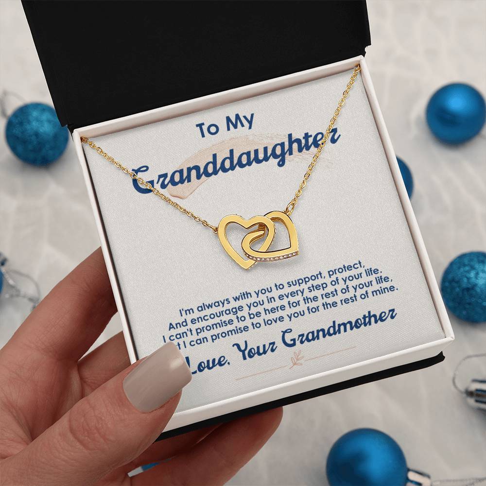 To My Granddaughter, I Love You For The Rest Of My Life, Interlocking Hearts Necklace, Gift from Grandmother